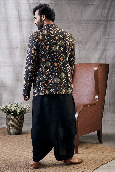 Zahra Printed Jacket With Dhoti Set